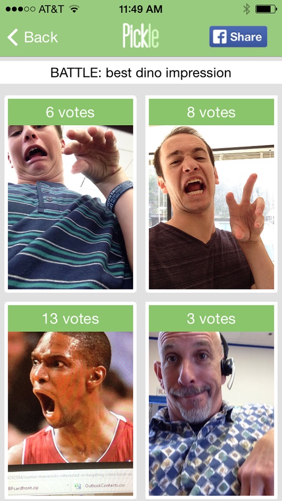 The Pickle app lets users compete for est selfies 