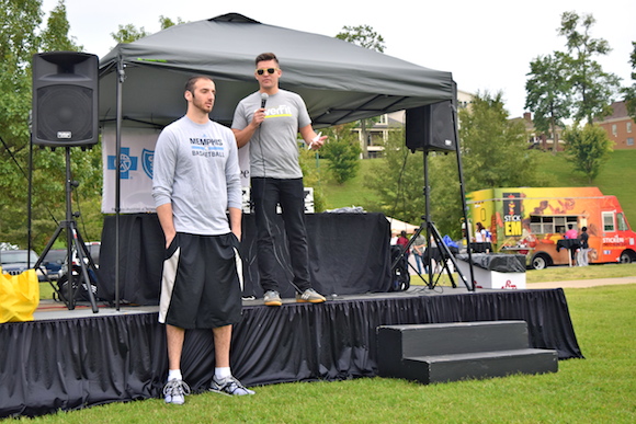 Memphis Grizzlies center Kosta Koufos was at Tom Lee for the grand opening of RiverFit Fitness Trail + Pop-Up Park
