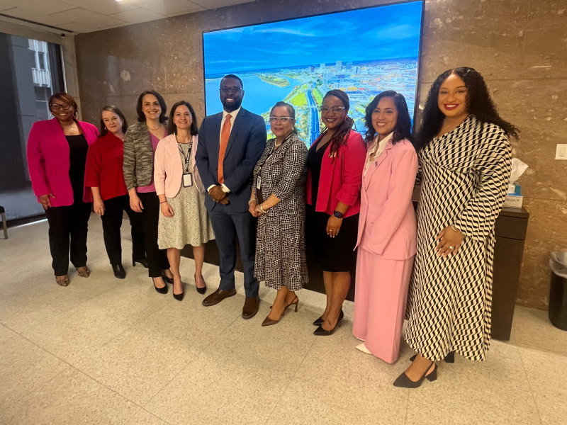 Good Governance Transition Team members with Mayor Young: (From left to right) Dorcas Young Griffin, Beth Flanagan, Meggan Khiel, Jessica Lotz, Mayor Young, Cheyenne Johnson, Tiffany Day, Maria Oceja, and Ariell Gipson Martin.