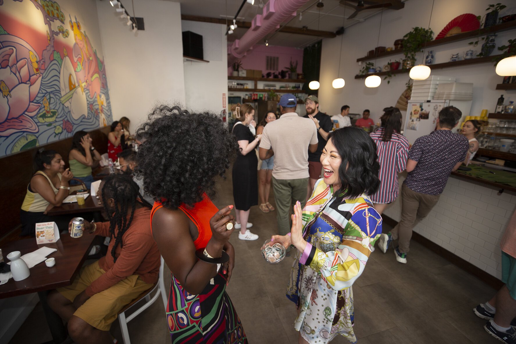 Dr. SunAh Laybourn (right) celebrates at the kickoff happy hour event at Good Fortune on Tuesday, May 9. (Photo by Ziggy Mack / Courtesy of Dr. SunAh Laybourn)