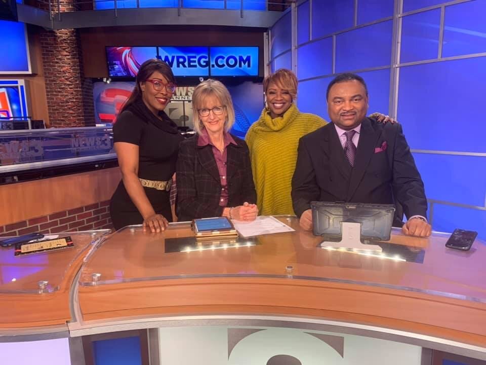 Latrivia Welch, left, after an appearance on WREG-TV.