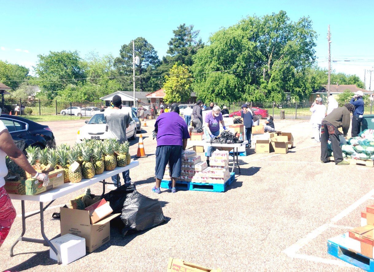 The Time is Now Douglass Community Development Corp. hosted a mobile food pantry in the Douglass neighborhood on April 16, 2020. It was the first mobile pantry held in Douglass since the novel coronavirus pandemic hit Shelby County. (File photo)