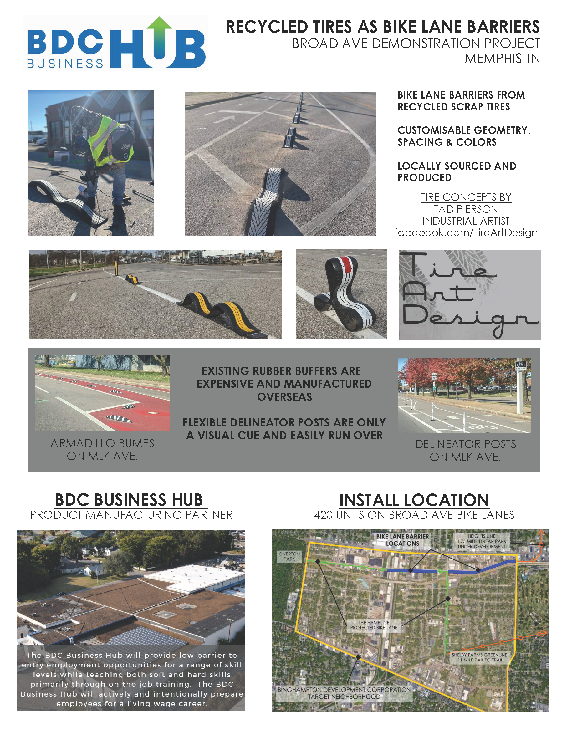 The BDC Business Hub's proposal for the recycled tire bike lane marker installation. (submitted)