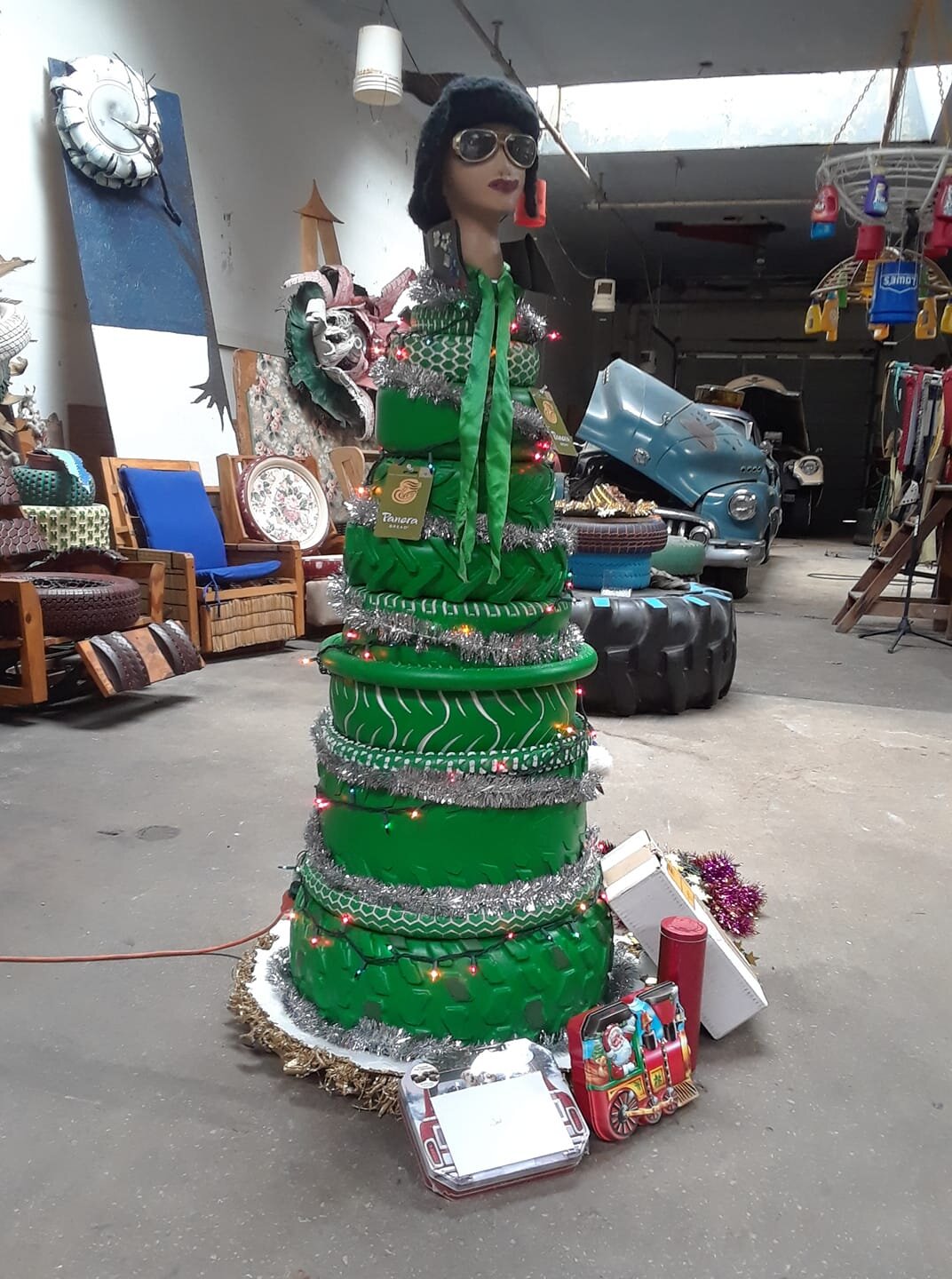 A holiday decoration made of recycled tires by Memphis artist Tad Pierson. (submitted)