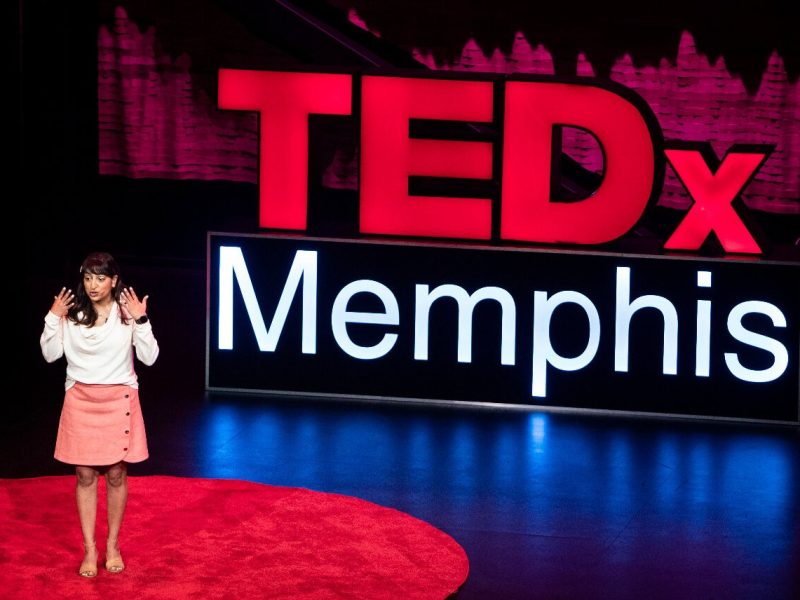 Jani Radhakrishnan gives a talk at a previous TEDxMemphis event on the topic "From 'What do you do for work?' to 'What’s your story?'" (Submittted)