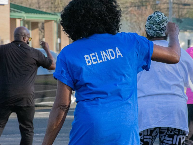 Belinda Kerusch dances with the Hollywood Showliners in the parking lot of the Hollywood Community Center during the novel coronavirus pandemic. (Sarah Rushakoff)