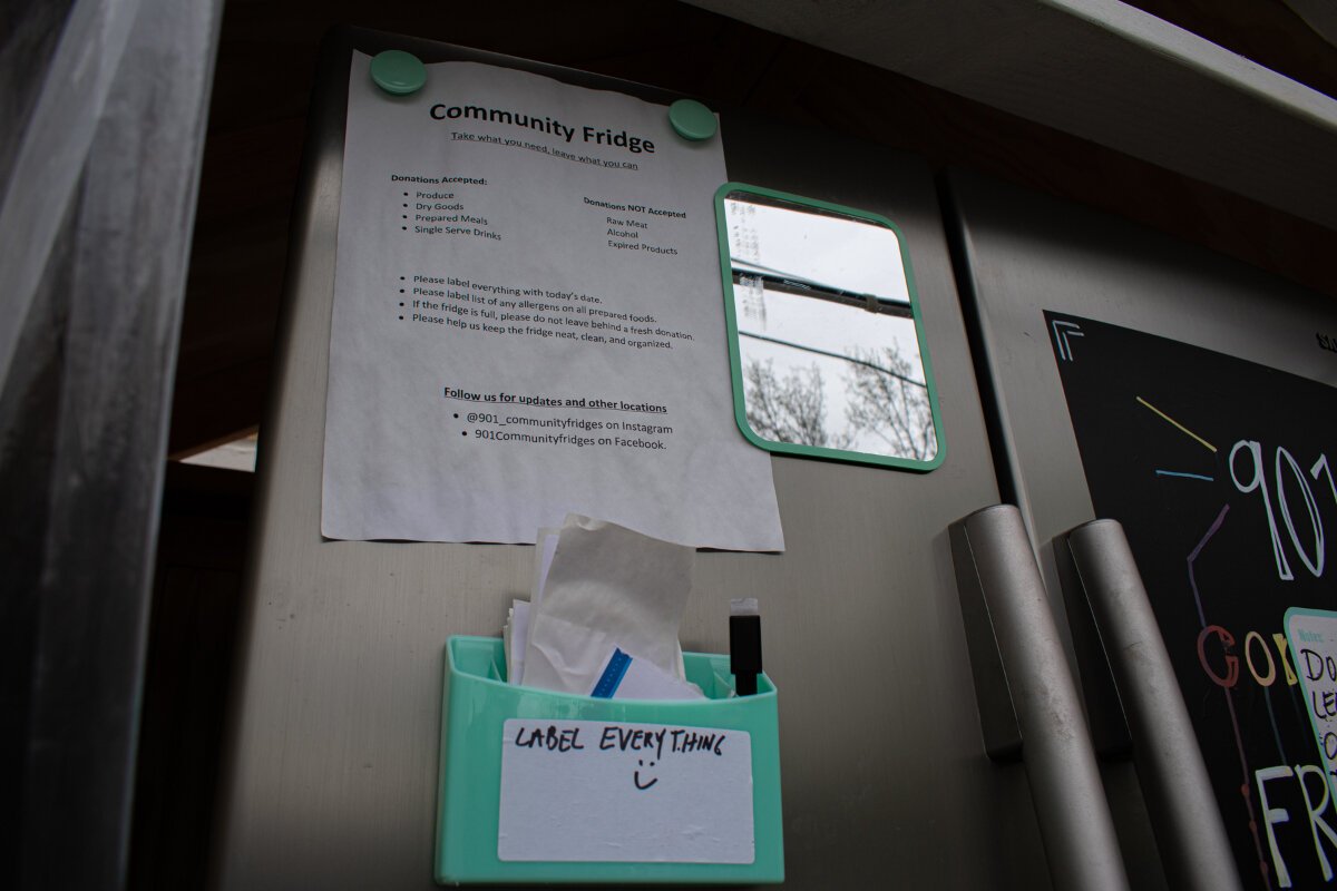 The Shelby County Health Department recently visited the first 901 Community Fridges. The 901 Community Fridges team is now asking that all donated items be labeled with dates and allergens. (Sarah Rushakoff) 