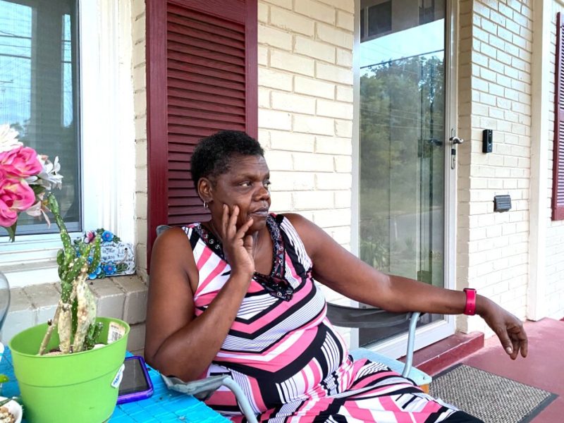 Geraldine Williams, 63, sits on her porch in North Memphis. Williams is a bus driver Durham School Services who says she'll be back in the driver's seat as soon as she can. (Shelia Williams)