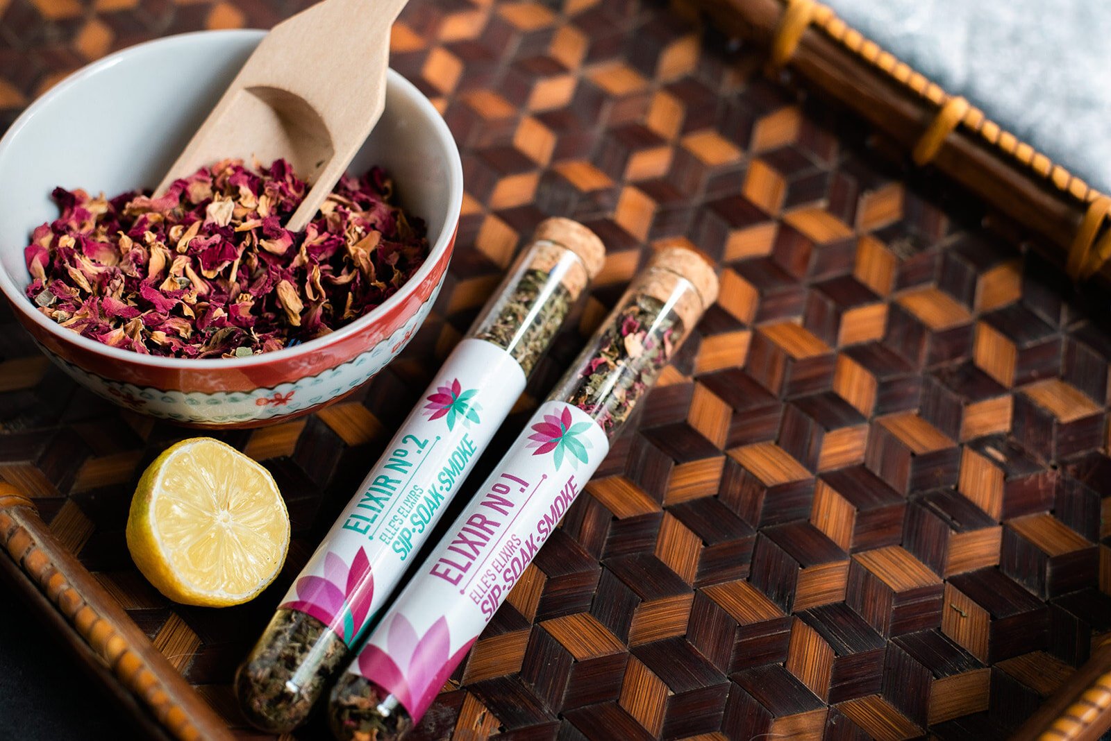 Elle's Elixirs are flower and herbal blends that can be smoked, sipped as a tea, or added to a bath for soaking. (Lauren Wiliams-Batiste)
