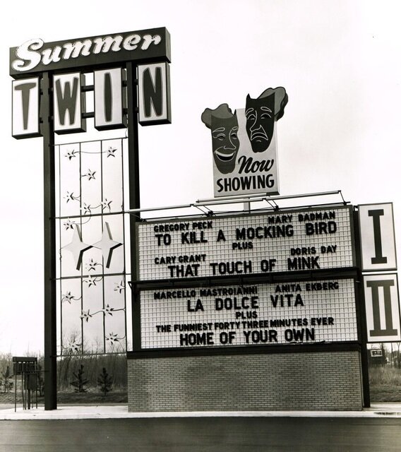 The Summer Quartet Drive In was originally the Summer Twin, located just west of its current location. This photo was taken just a few years before it was relocated in 1966. (Malco Theaters, Inc.)