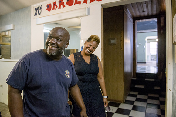 Wendell and Adrena Jackson show the progress of renovations to their restaurant Eggxactly Breakfast and Deli in Whitehaven, 2018. (Brandon Dill)