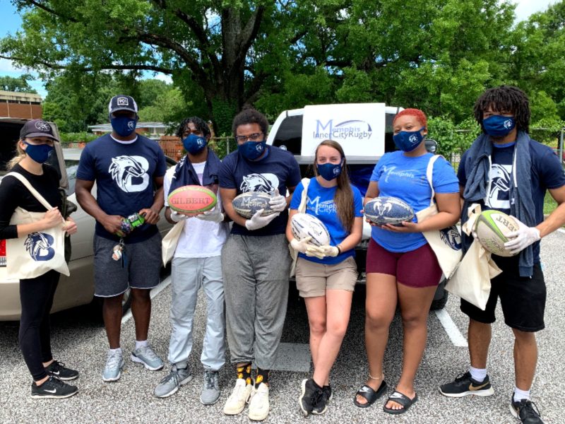Memphis Inner-City Rugby alumni coaches and staff distributed food, basic supplies, and rugby equipment at Believe Memphis in the Klondike neighborhood. They also passed out over 650 supply bags to other North Memphis residents. (Submitted)