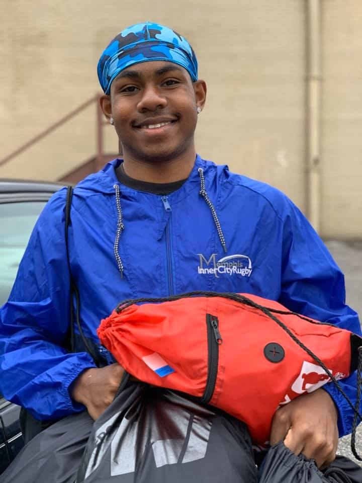 Jalen Jones is a Memphis Inner-City alumni coach. MICR’s alumni coaches have been distributing food and supplies off the field during the pandemic. (Submitted)