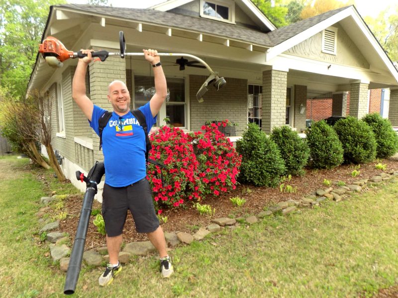 Scott Briggs launched Laid Off Lawn Care after being laid off from his bartending job due to COVID-19 closures. He offers lawn care, landscaping, and gardening. (Laid Off Lawn Care)
