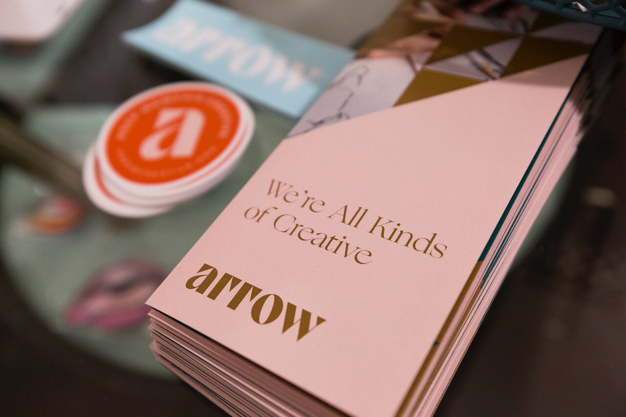 Brochures at Arrow Creative emphasize that all types of creators and makers are welcome to play, shop, or work at Arrow. (Ziggy Mack)