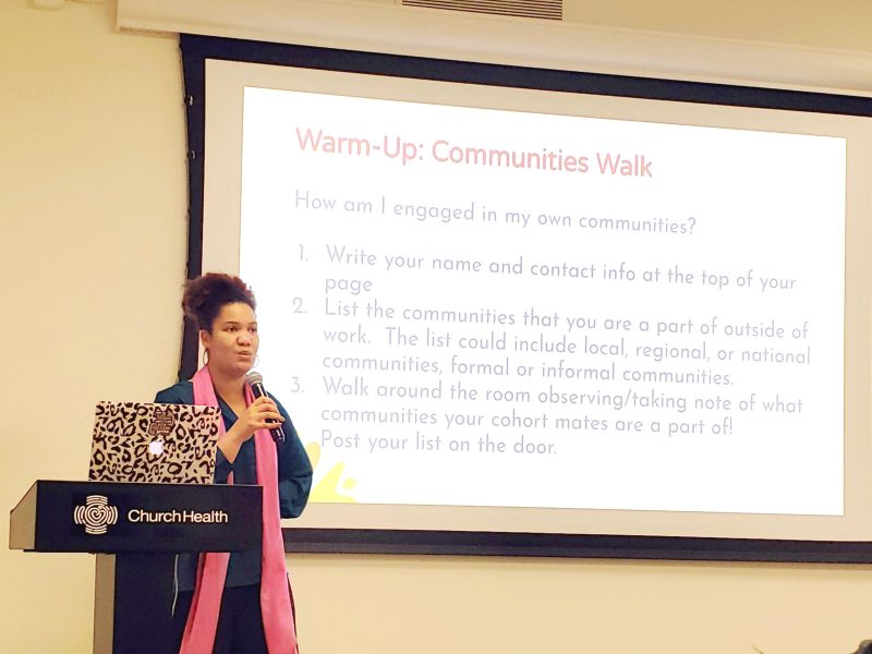 Lesley Brown Rawlings, director of capacity building with Beloved Community, facilitates a discussion with local organizations. The six-session conversation focuses on ensuring inclusion and equity in the workplace. (Dorian Spears)