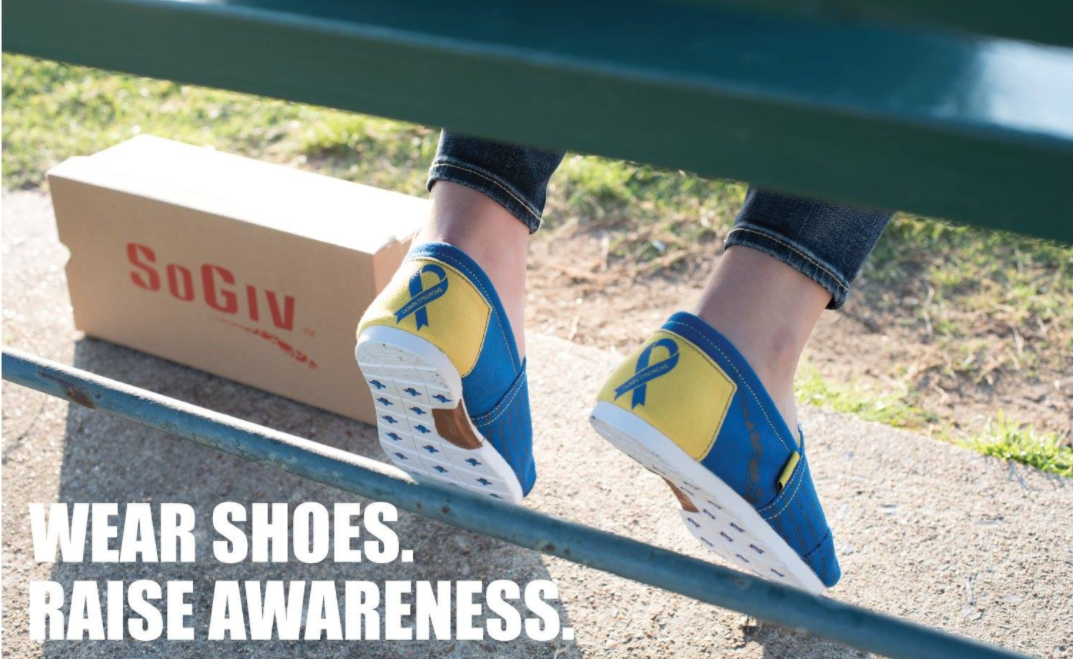 A SoGiv shoe design and marketing campaign benefiting the Down Syndrome Association of the Mid-South. SoGiv is a nonprofit shoe manufacturer and has worked to elevate well over a dozen different important causes. (SoGiv)