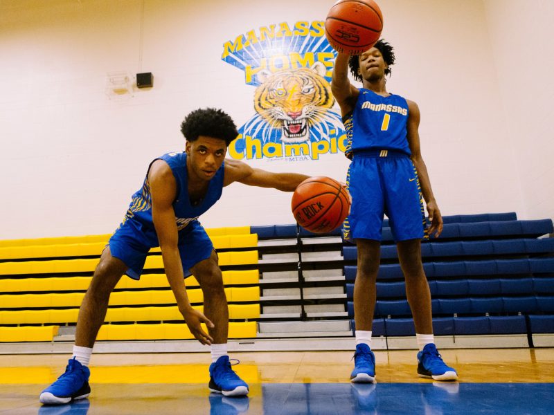 Teen boys practice their basketball drills and skills at Manassas High School. (Ziggy Mack)