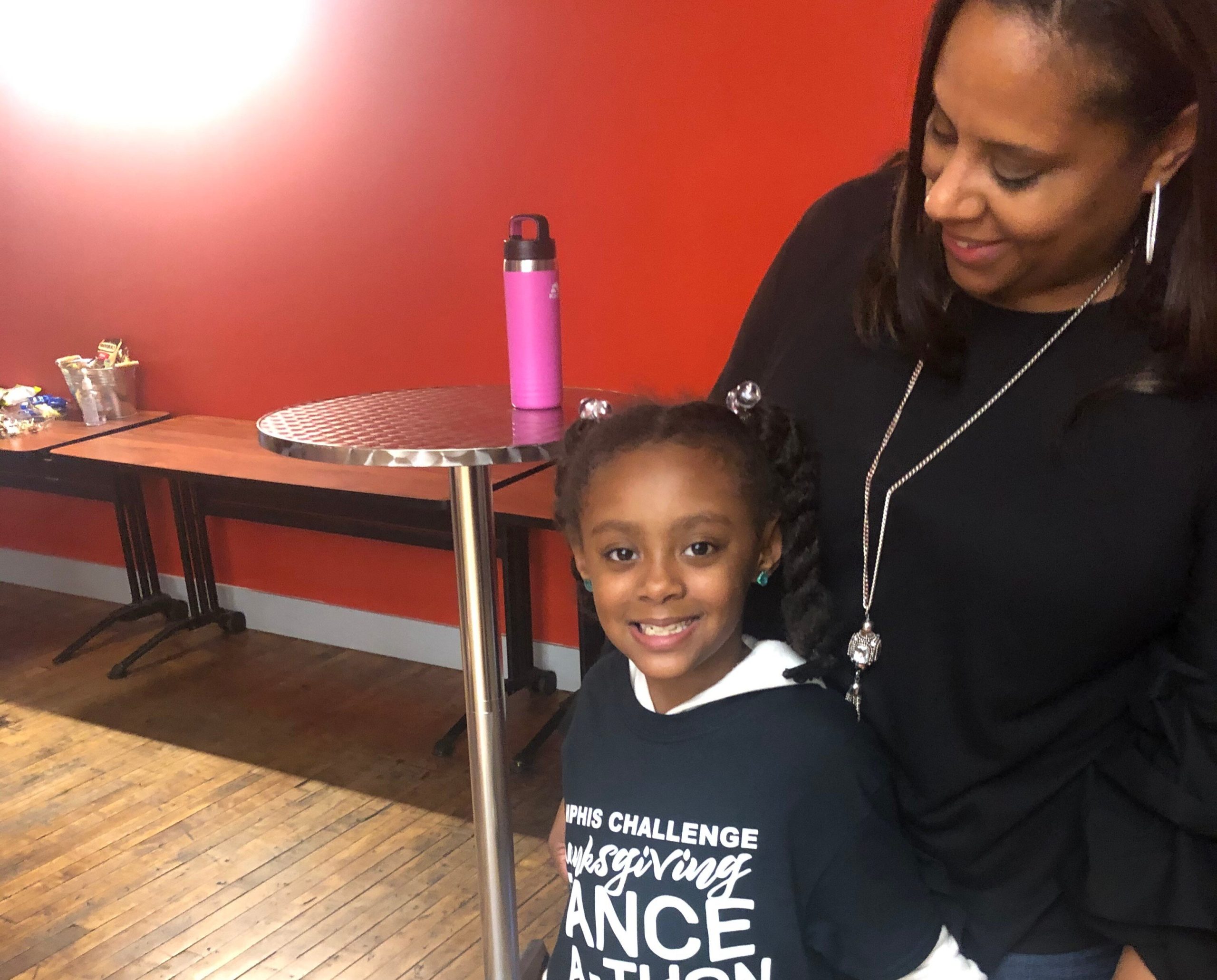 Dr. Angela Anderson, Memphis Challenge facilitator, with her daughter, Alex Anderson. Alex is a Schilling Farms Elementary student and future Memphis Challenger. She danced alongside the older kid at the Dance-A-Thon. (Memphis Challenge)