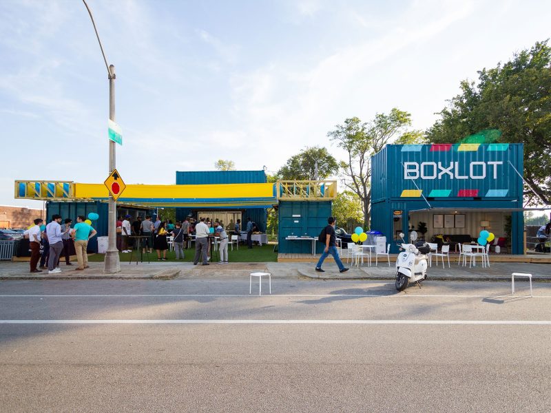 BOXLOT is a micro-retailer and music lounge located at  607 Monroe Avenue. (BOXLOT, PKM Architects)