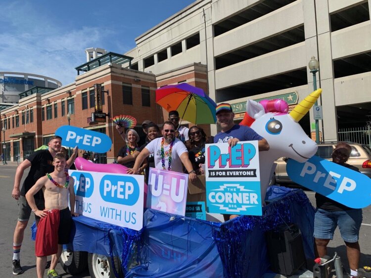 Friends for Life's float in the 2019 Mid-South Pride Parade promoted both PrEP and The Corner, slated to open November 4. (Kevin Reed)