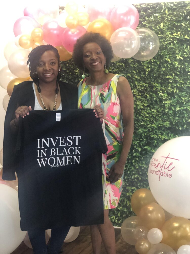 Jada Davis (L), founder of the Auntie Round Table, with her mother Nedra Redditt who served as a panelist for the event. (Erica Horton)
