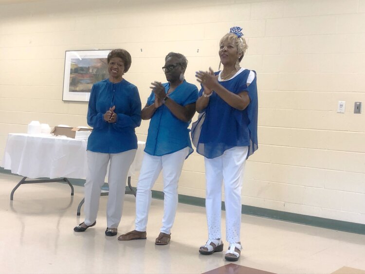 (L to R) Donna Grey, Doris Powells and Florence Weddington all celebrated their September birthdays at the senior line dancing class's monthly birthday celebration. (AJ Dugger III)