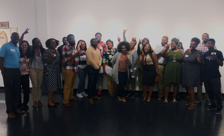 Participants in the July 17 urban planning workshop in Orange Mound pose for a group photo. (JUICE Orange Mound)