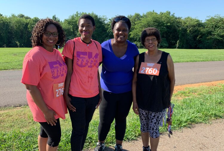 (L to R) Hagar Center board member Valencia Turner, volunteer Arianna Jones, board chair Cicely Wilson and Erma Simpson, founder and executive director. (Ashlei Williams)