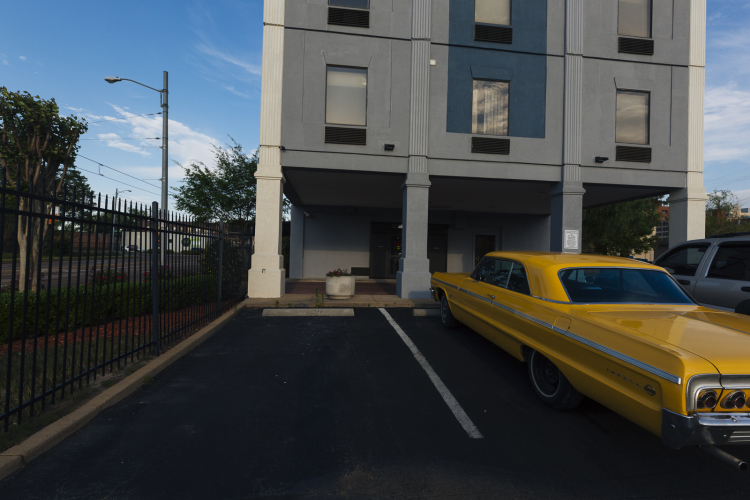 A vintage car sits in the parking lot of Best Western Plus Gen X Inn located at 1177 Madison Avenue in Madison Heights. (Ziggy Mack)  