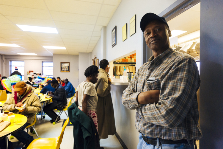 Anthony Braxton waits for his meal at the Society of St. Vincent de Paul of Memphis Ozanam Food Mission. (Ziggy Mack) 