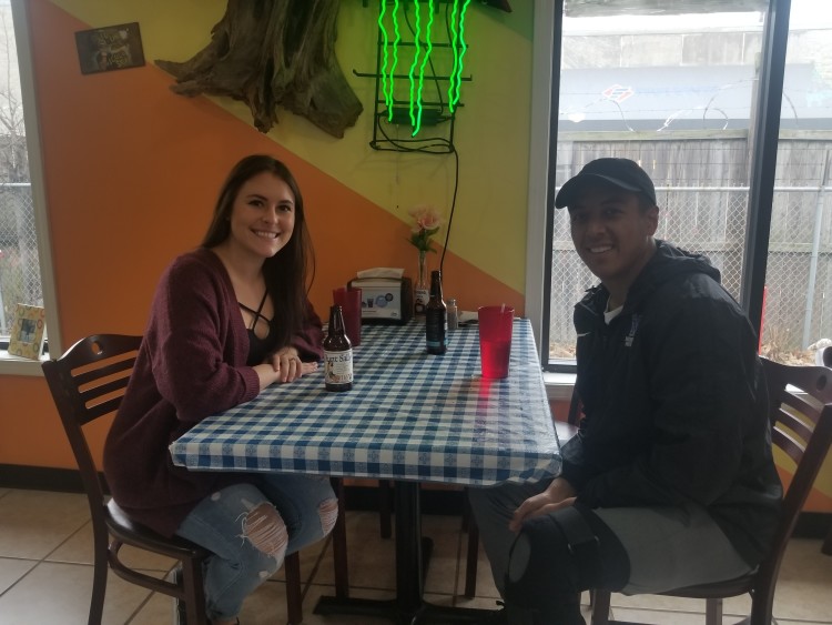 Katie Craft and Memphis 901 FC midfielder Raul Gonzalez enjoy dining at Sam's Deli. (Baris Gursakal)