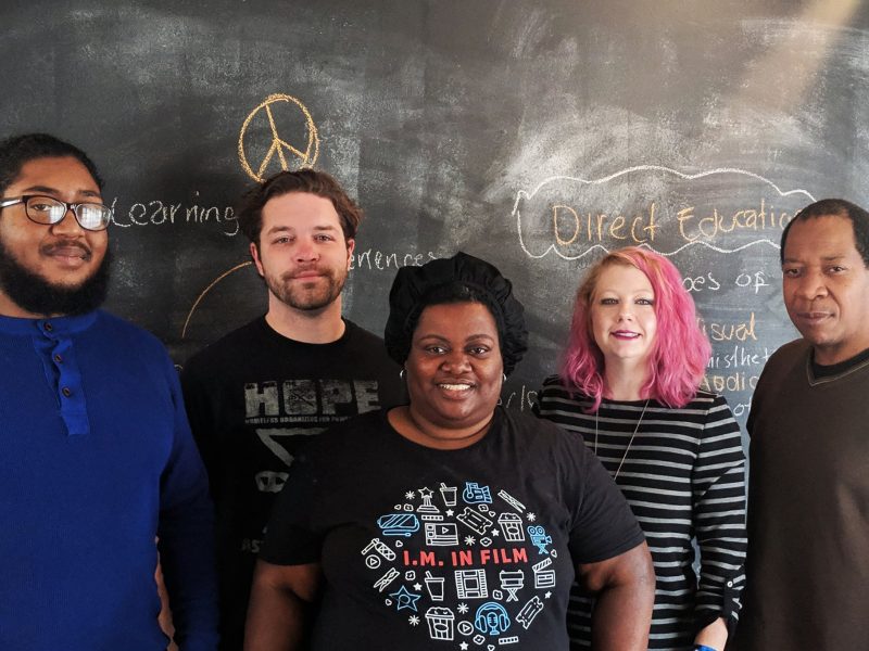 Five of the Mid-South Peace and Justice Center's six current staff members. L to R: Justin Davis, Paul Garner, Tamara Hendrix, Faith Pollan and Brad Watkins. (Submitted)