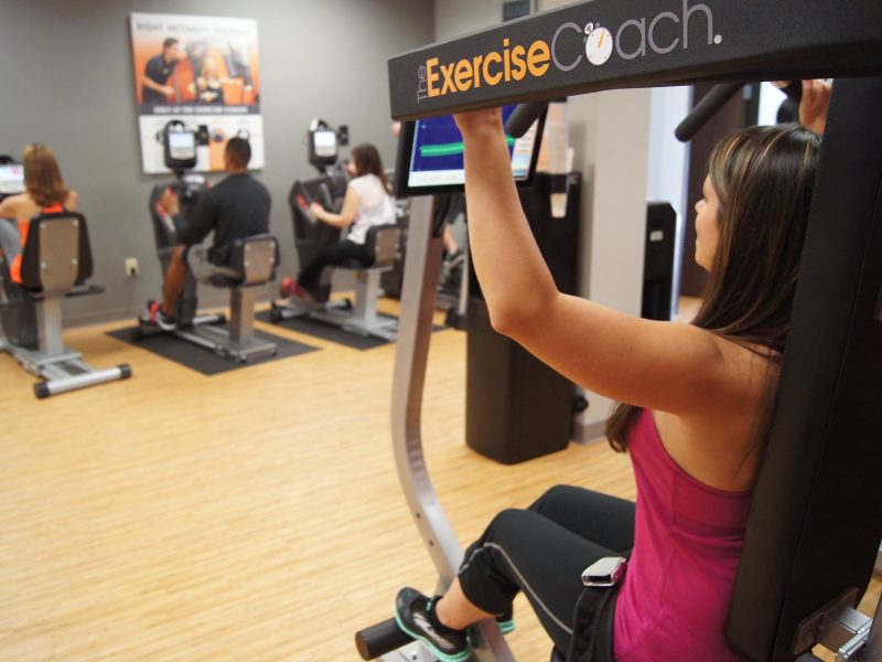 The Exercise Coach program calls for two twenty-minute workouts per week. Each machine that a customer uses has a computer that tracks each session. The sessions are led by a personal trainer. (Submitted)