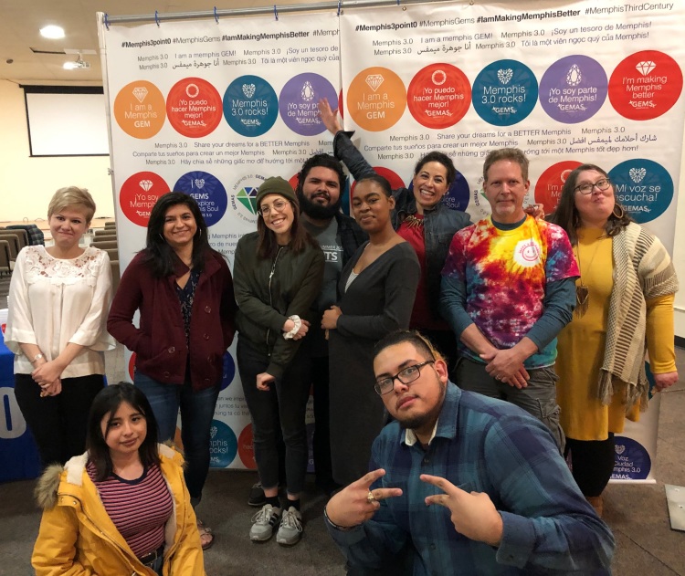 Cast members strike a pose before the show. Front left to right: Jazmin Bautista and Michel Angel; Back left to right: Casey Greer, Miranda Tonkin, Brianna Valente, Ricardo Trejo, Kierra Turner, Yancy Villa-Calvo, David Aklin, Leslie Barker. Not shown is cast member Oscar Aguilar. (Scarlet Ponder)