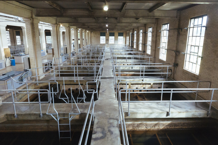 Rows of tanks hold water that's been pumped from the Memphis Sands aquifer and will be treated and aerated before being sent to customers. (Ziggy Mack)