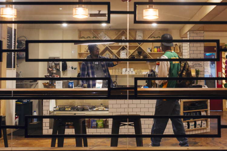 Society Skatepark and Coffee features a sleek and modern cafe with solid-slab wooden counter tops and tables made by co-owner Matthew Wrage. (Ziggy Mack) 