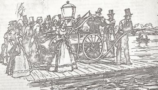 An undated lithograph depicting the 1858 "Wedding of the Waters," marking the completion of the first railway connecting the Mississippi to the Atlantic. (Memphis Public Libraries) 