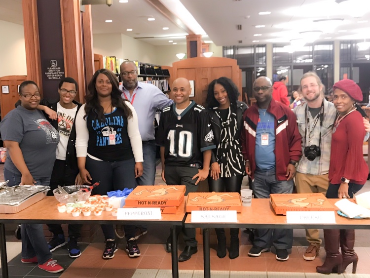 Ten of the Whitehaven Branch Library's fifteen staff members were on hand for the event to serve food, assist customers and enjoy the game. Branch Manager Jaime Griffin stands center in the #10 jersey. (Cole Bradley)