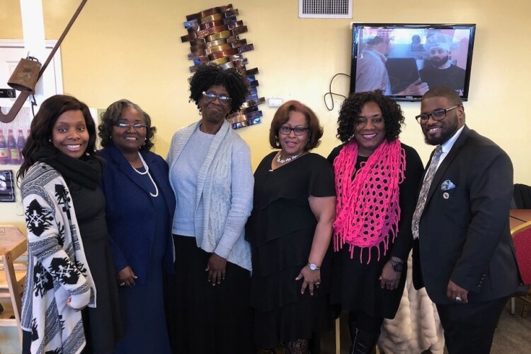 (L to R) Erica Celestine, Ernestine King, Gail Kuykendall Fisher, Memphis City Councilwoman Patrice J. Robinson, NAACP Memphis Branch Executive Director Vickie Terry and Karlon W. King meet for lunch on January 20 at Kountry Kitchen to kick off Whitehaven Black Restaurant Week. (Submitted)