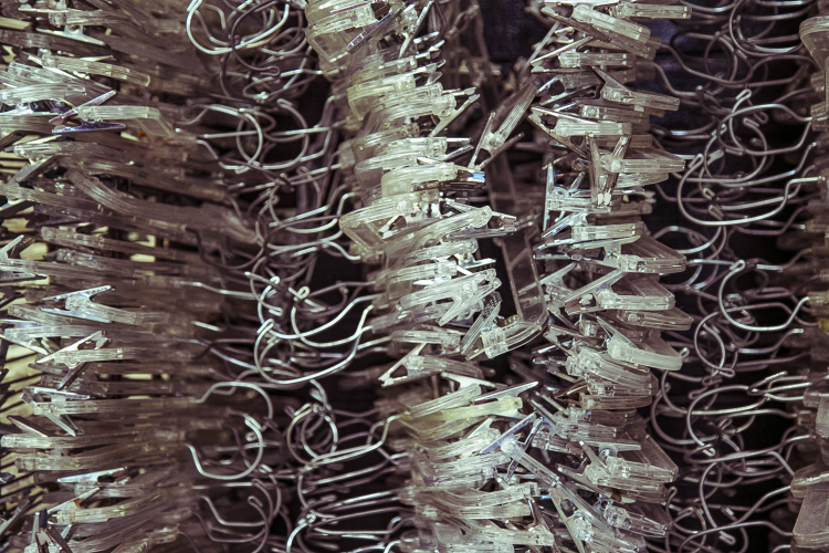 Stacks of hangers the Repeat Boutique of the Junior League of Memphis, 3586 Summer Avenue. (Natalie Eddings)