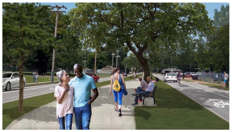 Proposed renderings of the re-design of National Street. (Alta Planning + Design)
