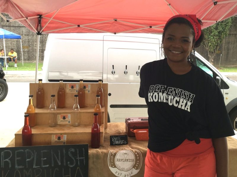 Angel Jackson of Replenish Kombucha has been a regular vendor at the Downtown Farmers Market for two years. (Kim Coleman)