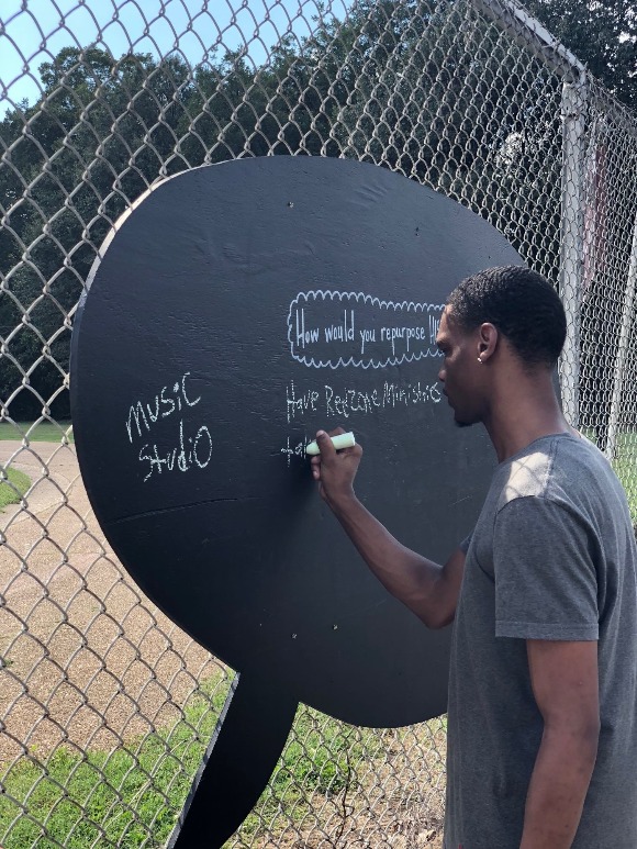 Community engagement installations outside of the Melrose Stadium as part of Orange Mound in October. (Submitted)