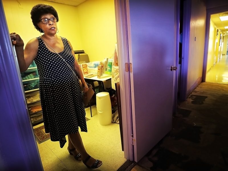 Erma Simpson, founder of the Hagar Center, talks about her program's Saturday Lunchand Learn classes for teen mothers where she distributes needed supplies that have been donated. Simpson is partnering with the Urban Child Institute to organize a cit