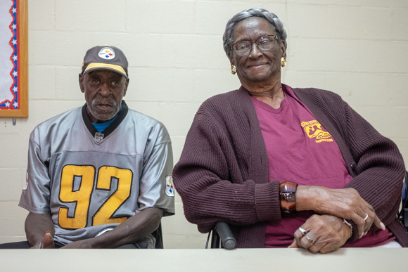 Richard and Annie Jones inside the Bickford Community Center. (Brandon Dahlberg)