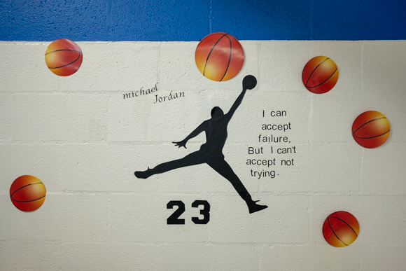 Decorations inside the Greenlaw Community Center provide encouraging messages for MAM students. (Brandon Dahlberg)