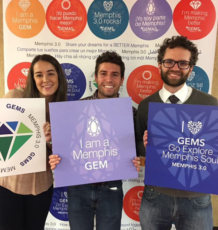  Graduate students at the Department of City and Regional Planning at the University of Memphis are lending their time, talent, and the skills they've developed through their education to Memphis 3.0, the city's first comprehensive development plan in four decades. The plan includes urban art projects, like this one by Memphis artist Yancy Villa Calvo, which engages residents by asking them what they consider to be their neighborhood's assets or "gems." 