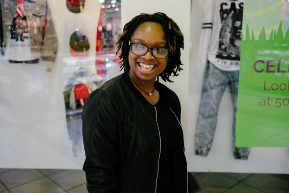 "Hey, take my picture." A spontaneous portrait inside Southland Mall. (Brandon Dahlberg)