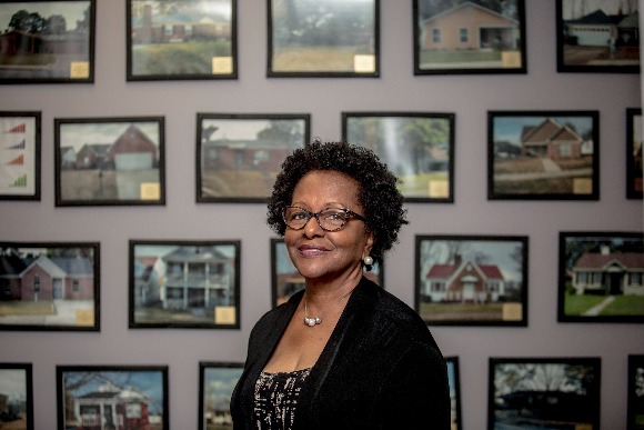 Linda Williams, president and CEO of the Rise Foundation, stands for a portrait at the foundation's office. (Andrea Morales)